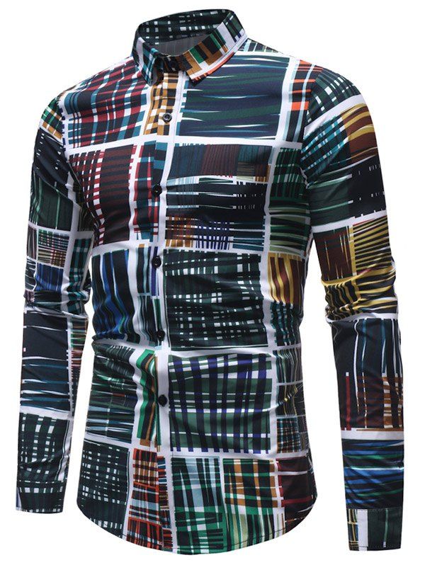 

Casual Cross Lines Printed Shirt, Multi