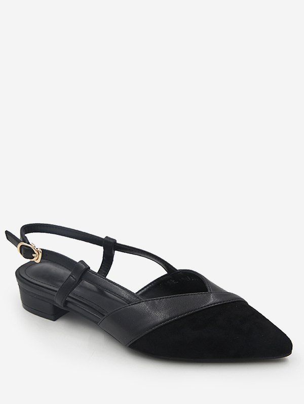 

Chic Pointed Toe Splicing Slingback Sandals, Black