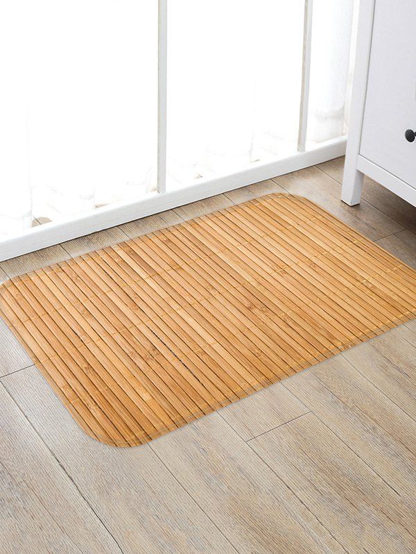 Bamboo Strip Pattern Anti-skid Flannel Mat, Brown sugar