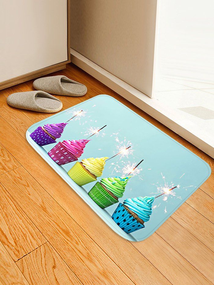 

Cake Firework Pattern Water Absorption Area Rug, Light slate