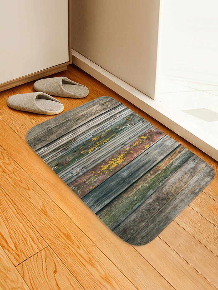 

Old Wood Flooring Pattern Water Absorption Area Rug, Battleship gray