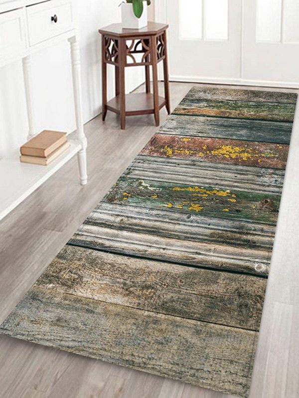 

Old Wood Flooring Pattern Water Absorption Area Rug, Battleship gray