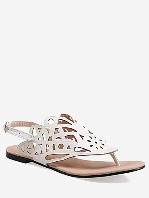 

Plus Size Leisure Hollow Out Slingback Thong Sandals, White