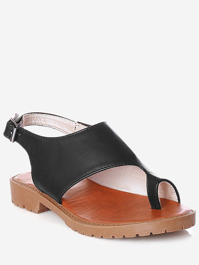 

Plus Size Faux Leather Leisure Slingback Thong Sandals, Black