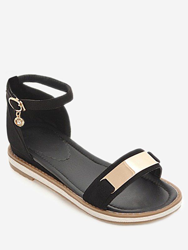 

Plus Size Holiday Ankle Strap Low Heel Sandals, Black