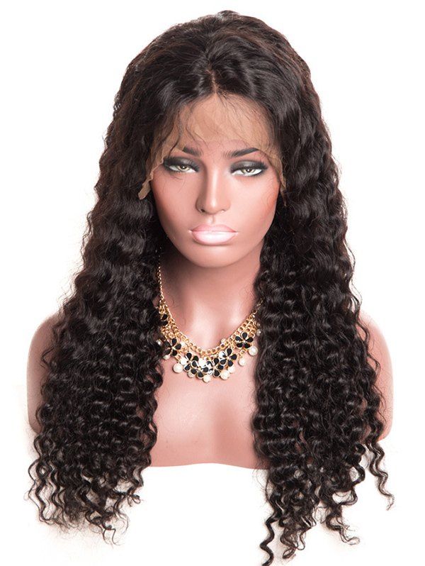 

Long Side Parting Curly Lace Front Synthetic Wig, Black