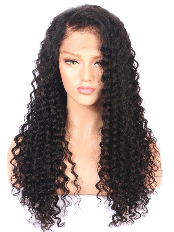 

Long Free Part Curly Synthetic Lace Front Wig, Black