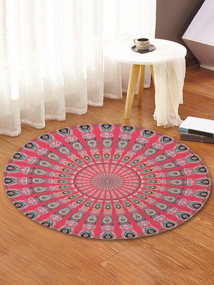 

Peacock Feather Pattern Decorative Floor Rugs, Lava red
