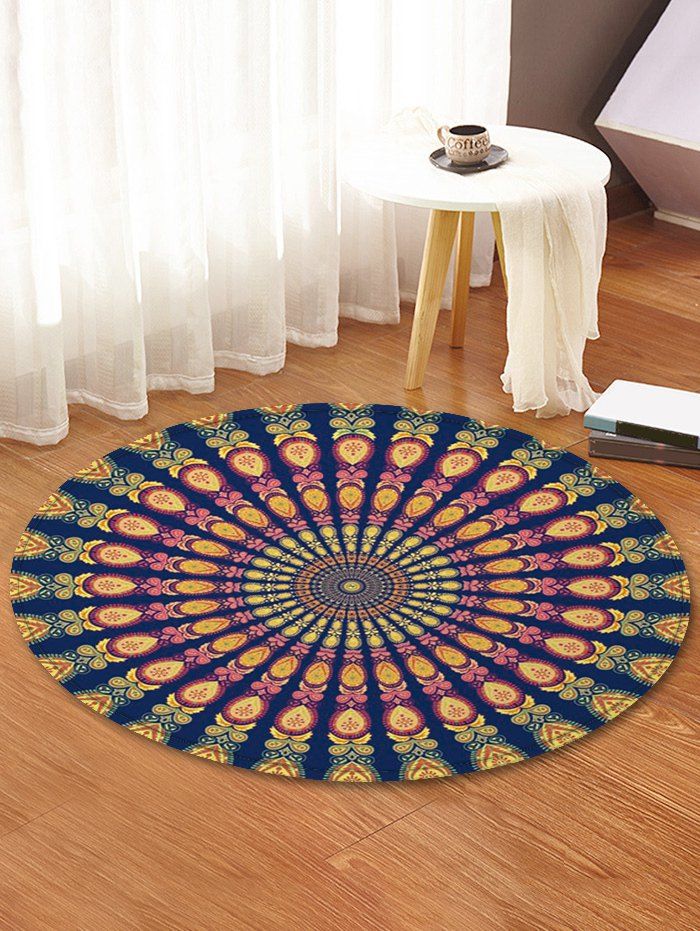 

Peacock Feather Pattern Decorative Floor Rugs, Cadetblue