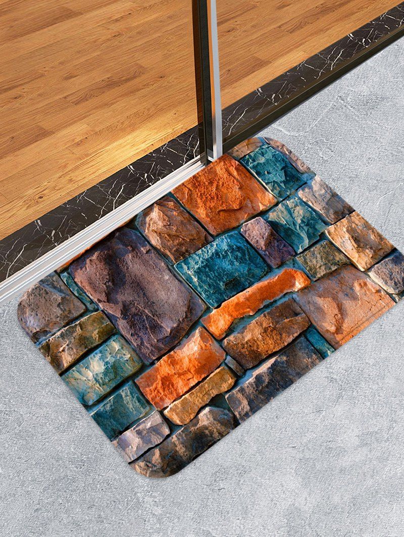

Stone Wall Pattern Water Absorption Area Rug, Multi