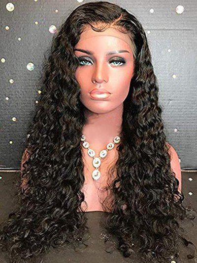 

Long Side Parting Curly Lace Front Synthetic Wig, Black