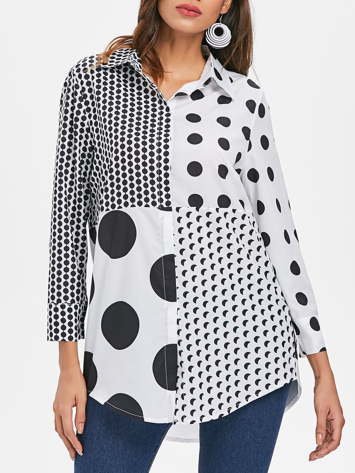 

Polka Dot High Low Shirt, Multi