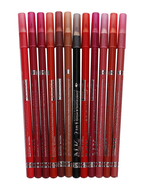 

Two in One Waterproof Long Wear Lip Liner Eyeliner Pencil Set, Multi-j
