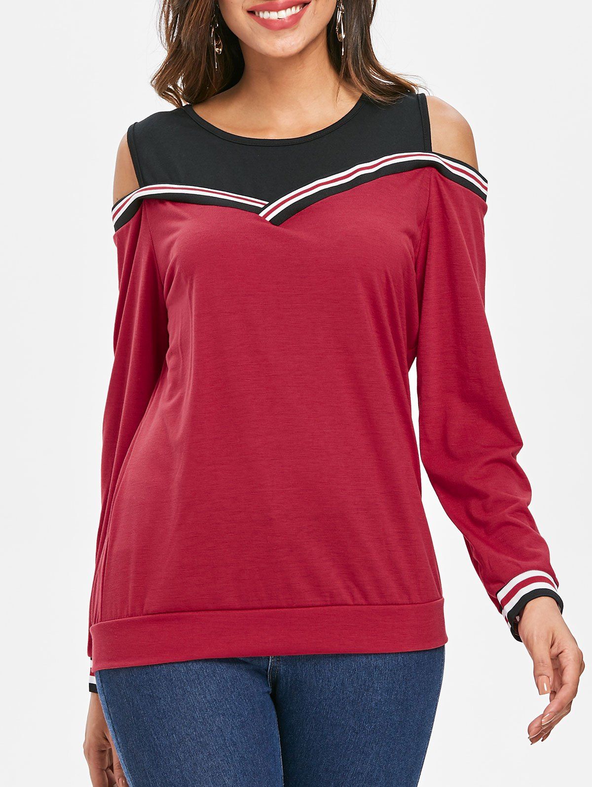 

Long Sleeve Cold Shoulder Sweatshirt, Love red