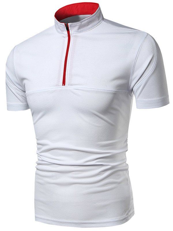 

Zip Placket Short Sleeve Activewear Tee, White