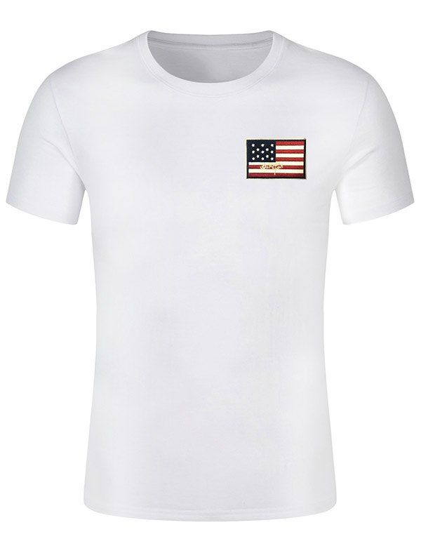 

Chest Patriotic American Flag Panel Tee Shirt, White