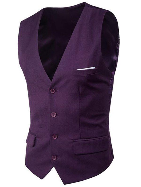 

Modern Solid Color Fit Suit Separates Vest, Purple