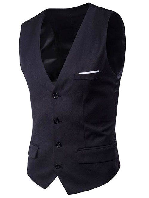 

Modern Solid Color Fit Suit Separates Vest, Black