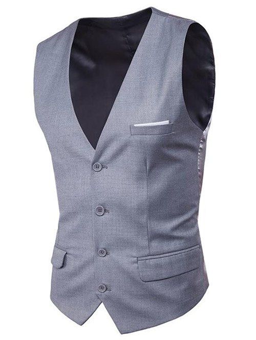 

Modern Solid Color Fit Suit Separates Vest, Light gray