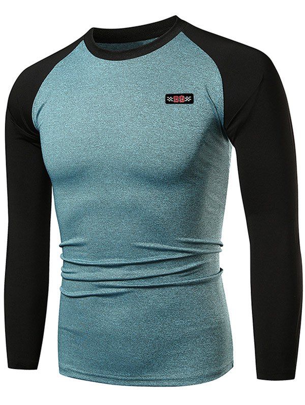 

Quick Dry Applique Contrast Color Sports T-shirt, Glacial blue ice