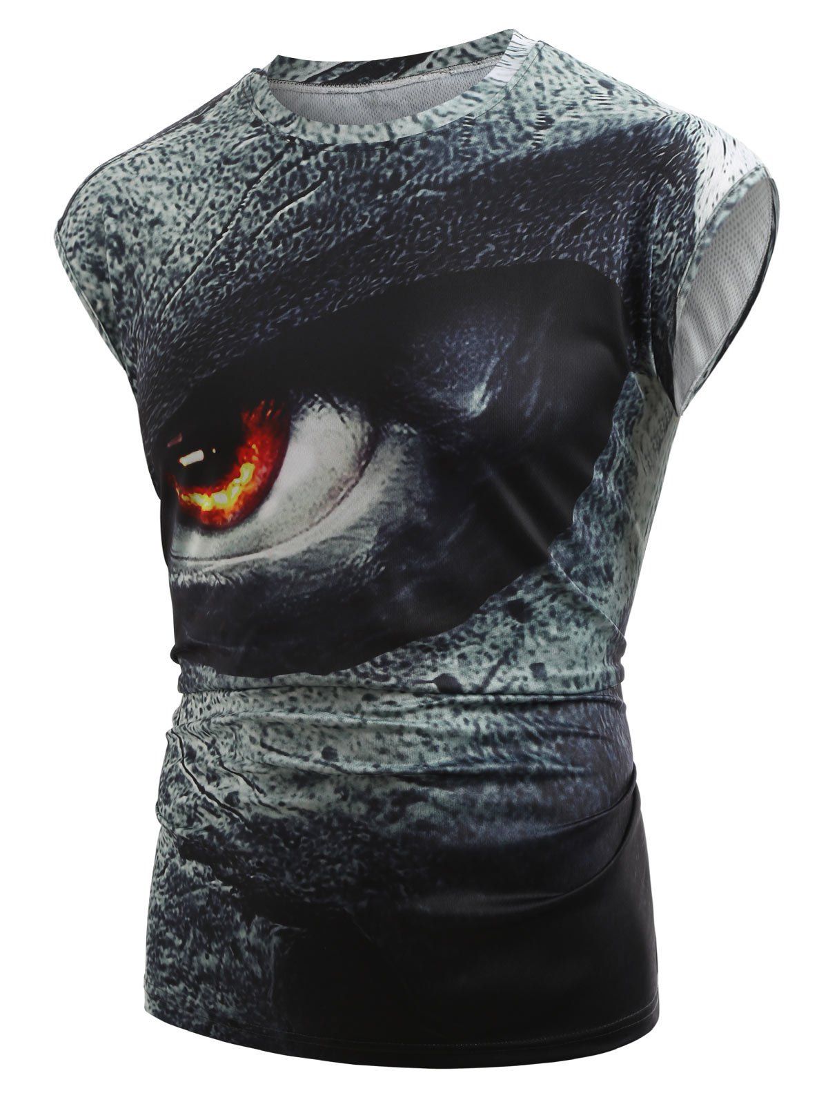 

3D Angry Eyes Print Tank Top, Gray
