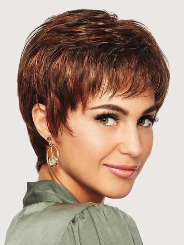 

Short Full Bang Straight Colormix Synthetic Wig, Multi