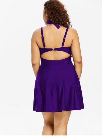 

Plus Size String Skirted One Piece Swimsuit, Purple iris