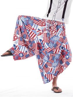Pantalon Harem Drapeau Américain Patriotique Inspiré Taille Élastique - MULTI - XS