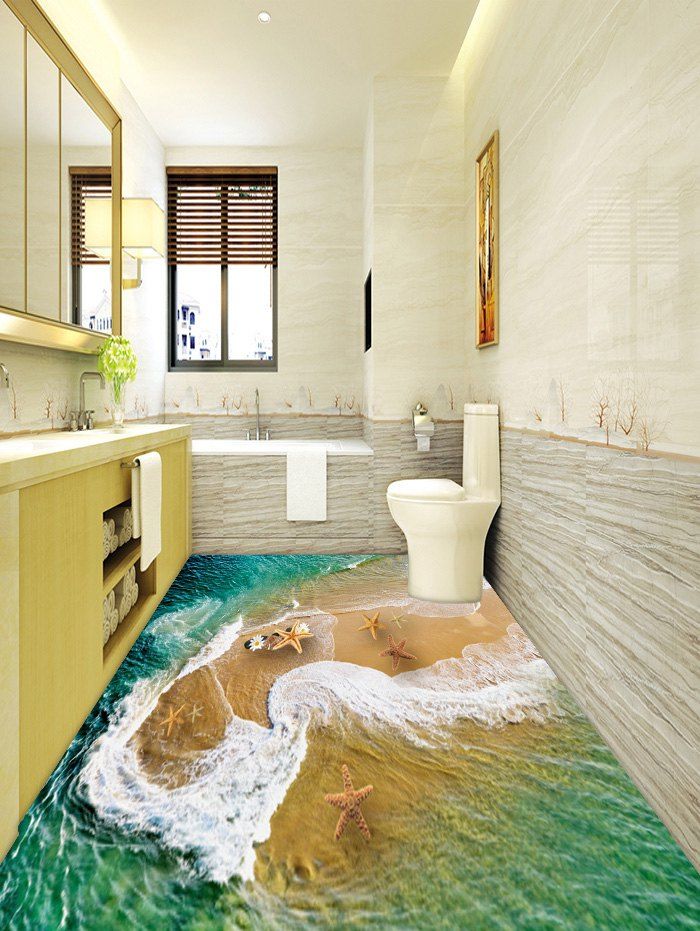

Starfish Beach Print Removable Floor Sticker, Multi
