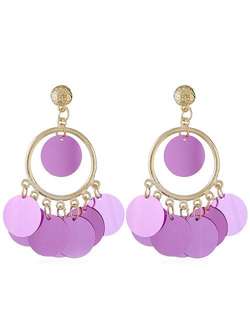

Boho Style Round Sequins Drop Earrings, Purple