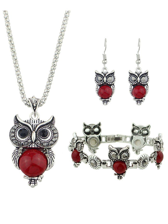 2019 Owl Design Pendant Necklace Bracelet Earrings Set Rosegal Outfit Owl Design Pendant Necklace Bracelet Earrings Set