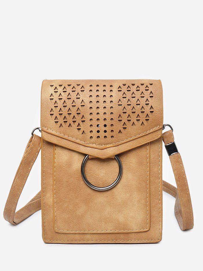 

Flap PU Leather Hollow Out Casual Cellphone Bag, Brown