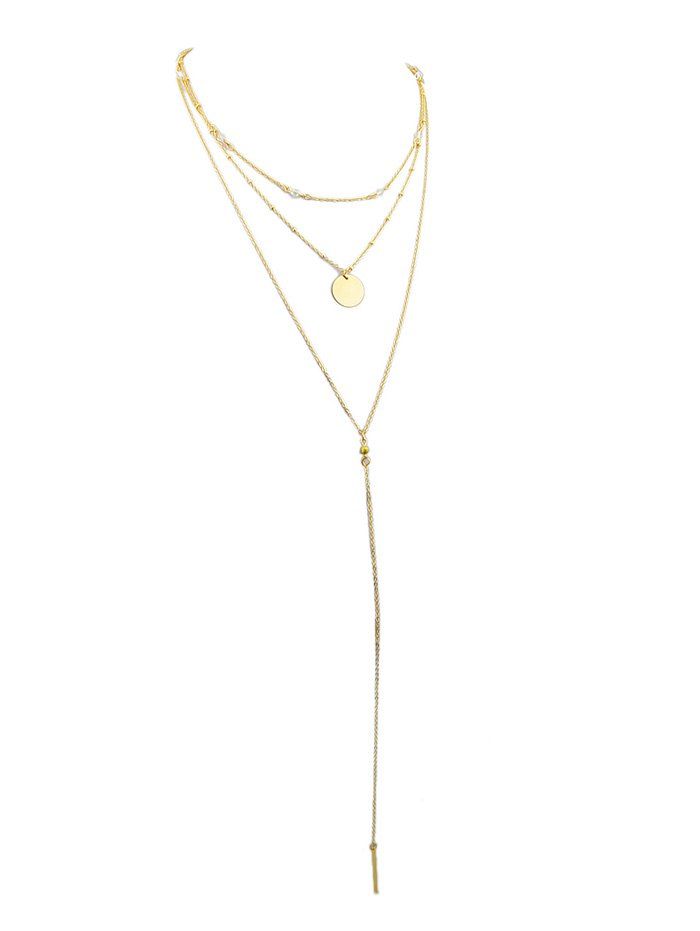 

Beads Chain Round Shape Pendant Necklace, Gold