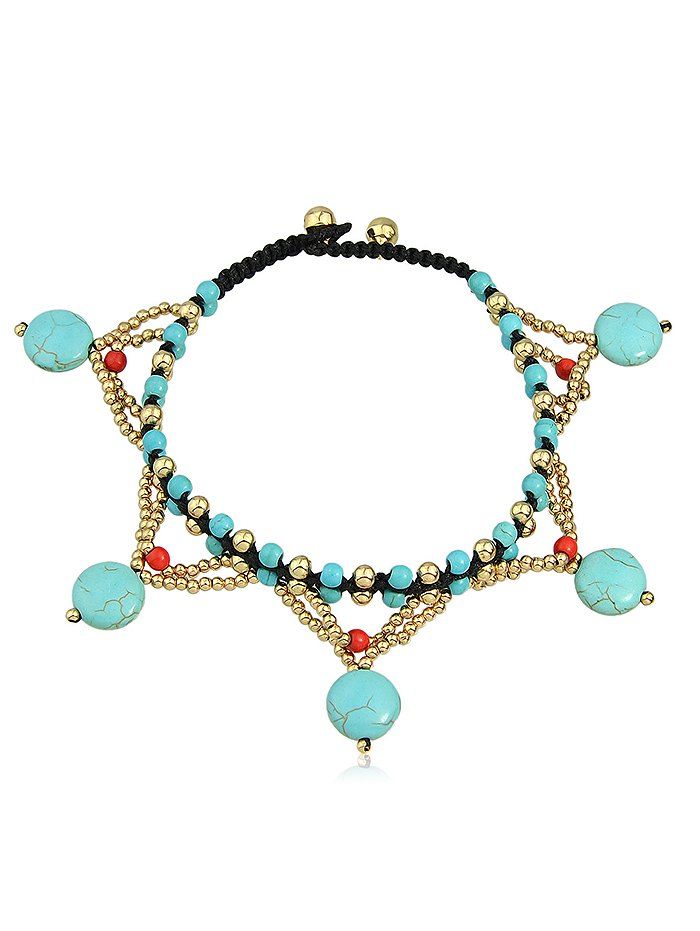 

Bohemian Artificial Gemstone Joint Beads Anklet, Green