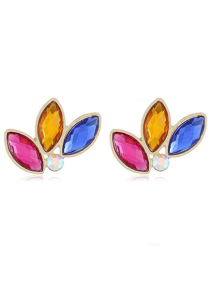 

Stylish Faux Crystal Leaves Drop Earrings, Multi-a