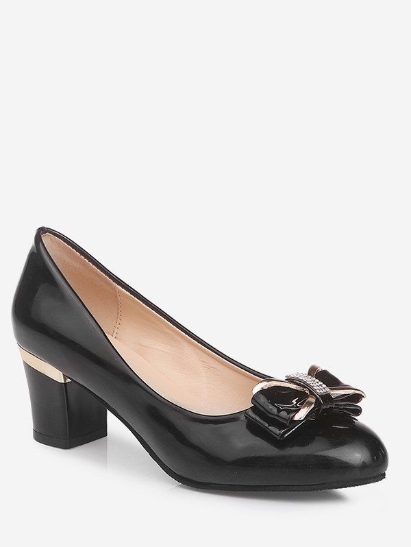 

Plus Size Block Heel Bowknot Casual Party Pumps, Black