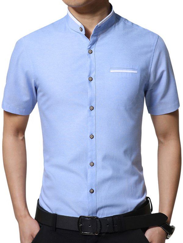 

Casual Solid Color Short Sleeve T-shirt, Light blue