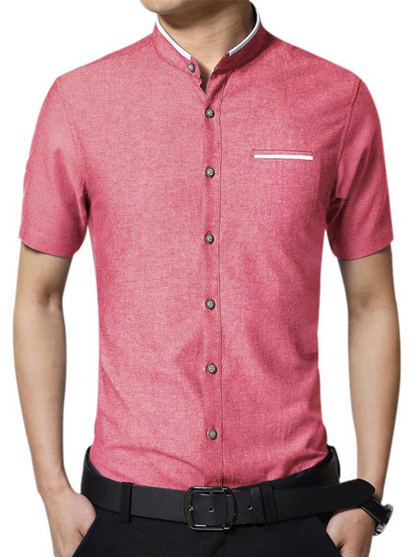 

Casual Solid Color Short Sleeve T-shirt, Blush red