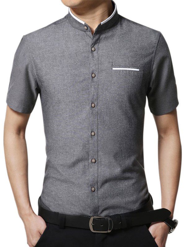 

Casual Solid Color Short Sleeve T-shirt, Dark gray