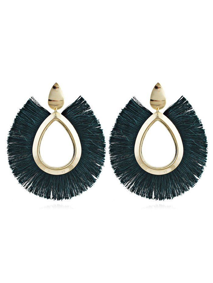 

Unique Alloy Geometric Fringed Earrings, Deep green