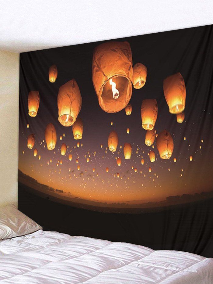 

Kongming Lantern Print Wall Tapestry Hanging Decor, Multi