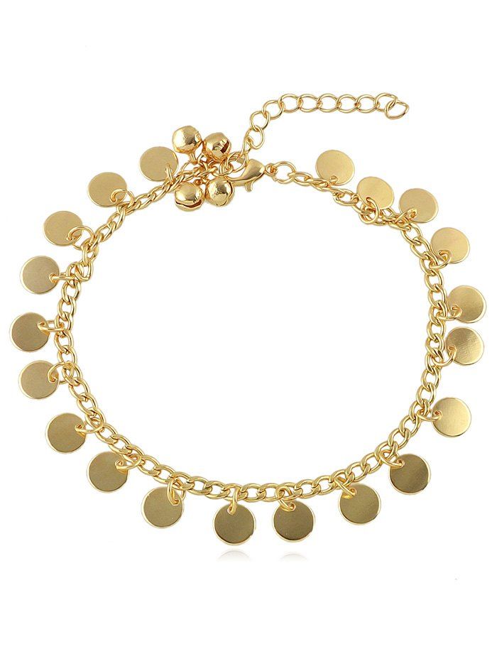 

Bell Decoration Disc Charm Anklet, Gold