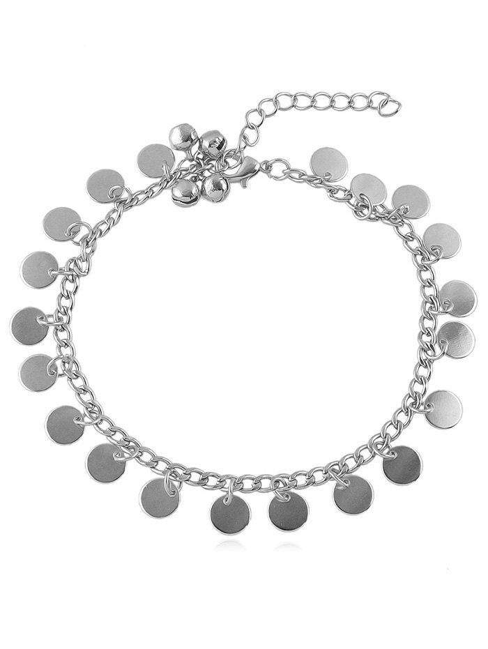 

Bell Decoration Disc Charm Anklet, Silver