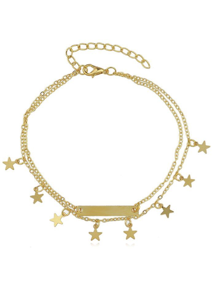 

Star Bar Double Layer Chain Anklet, Gold