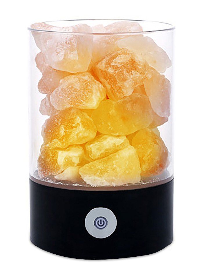 

Colorful USB Rock Salt Lamp for Bedroom, Black