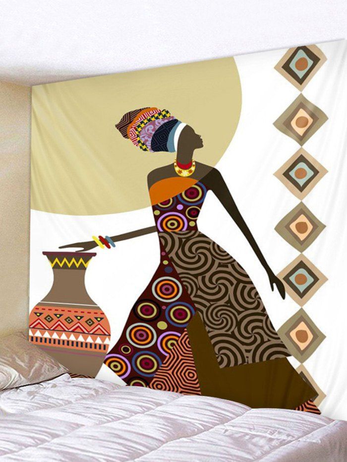 

Native Girl Print Wall Tapestry Hanging Art, Yellow