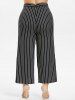 Plus Size Striped High Slit Pants -  