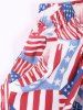 Patriotic American Flag Print Elastic Waist Harem Pants -  