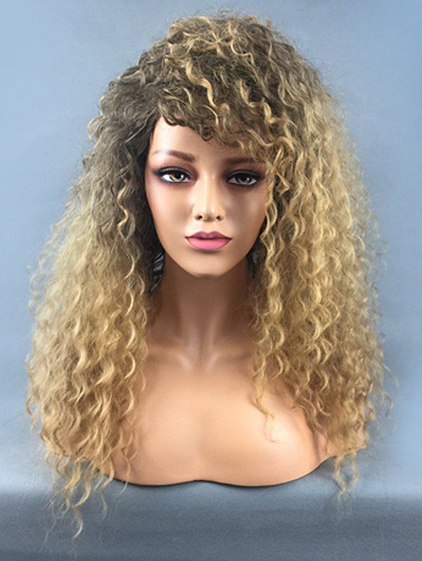 

Long Side Bang Fluffy Curly Colormix Synthetic Wig, Multi