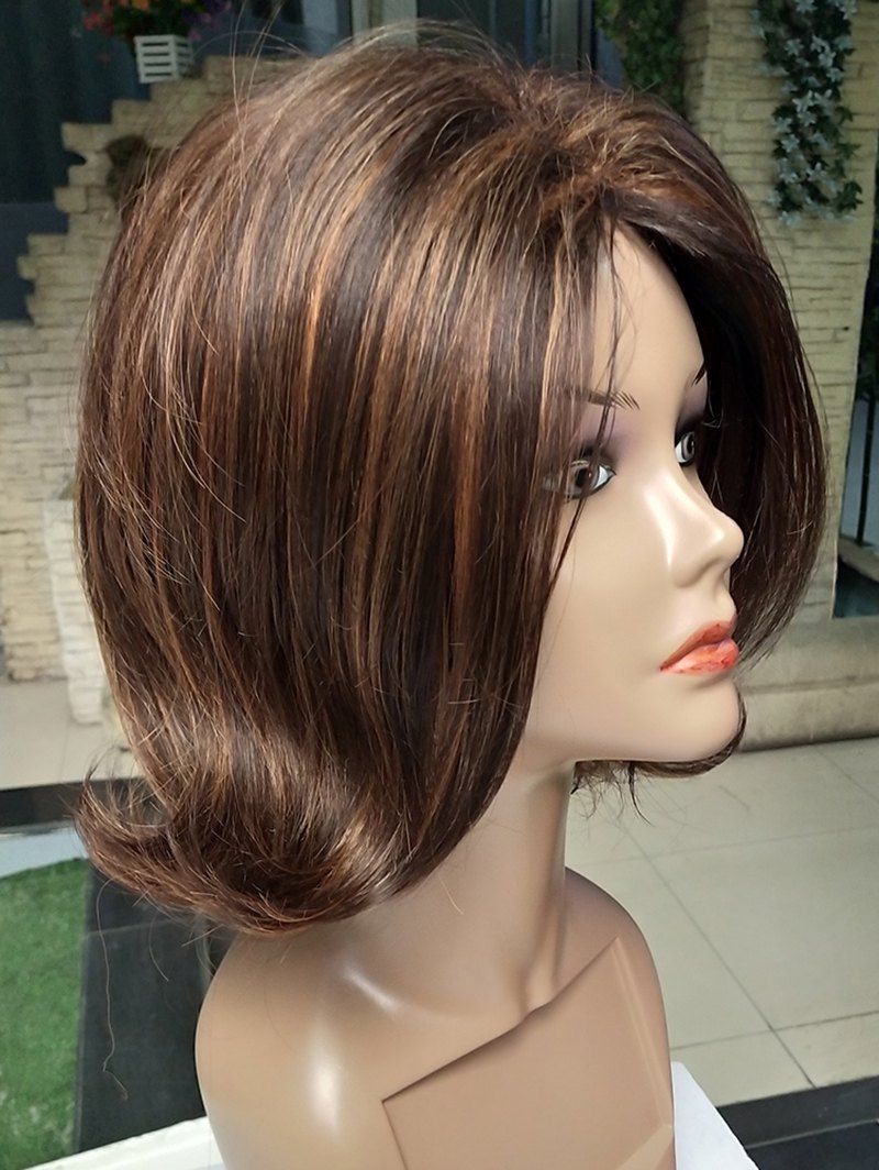 

Short Side Bang Tail Upwards Colormix Straight Synthetic Wig, Multi